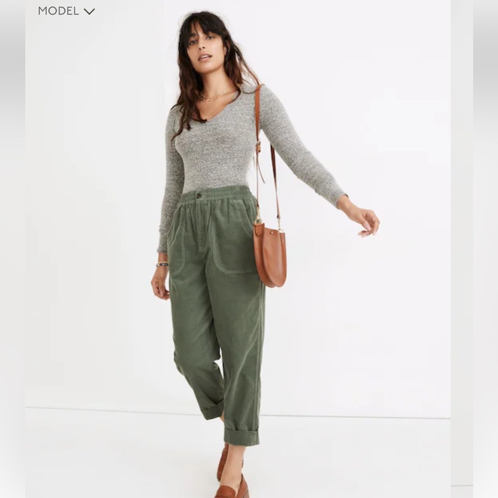 Madewell Tapered Huston Pull-on Crop Pants in Corduroy